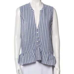 Veronica Beard Blue and White Striped Blouse